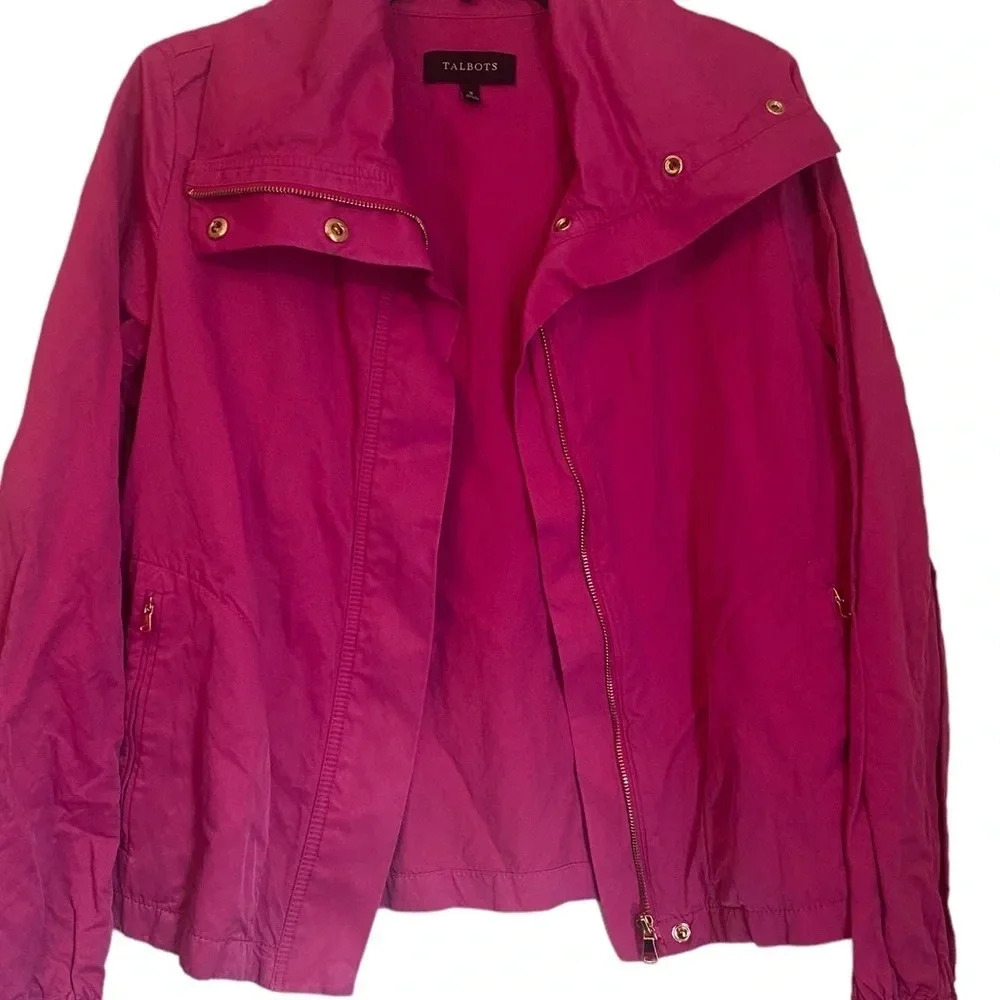 Talbots Hot Pink Zipped Moto Style Jacket - Picture 2 of 7